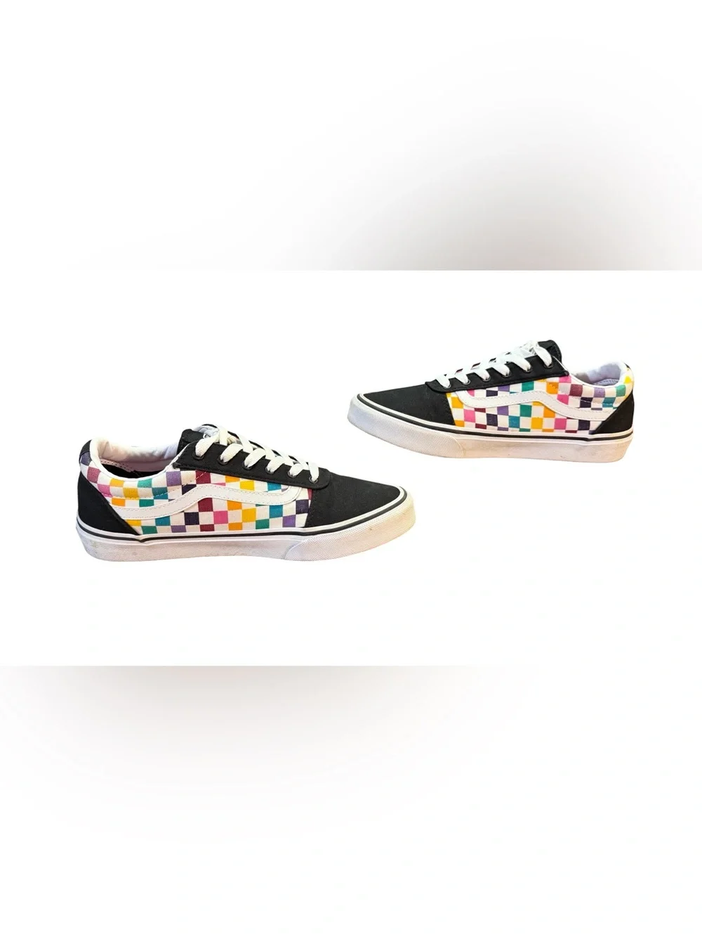 Vans Old Skool Rainbow Checkerboard Skate Shoes Missy Size 6 Women’s Size 7.5